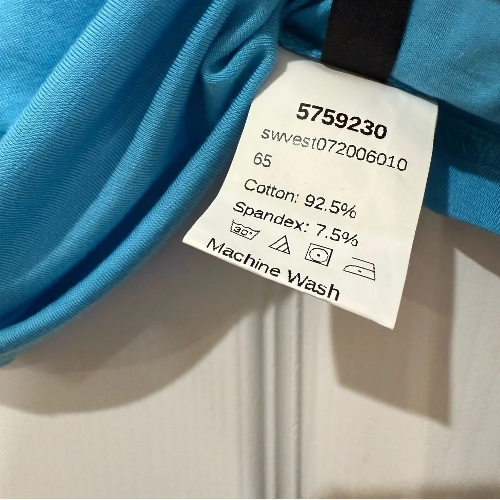 Bright Blue Cropped Stretchy Cami with Black Skinny Straps - Picture 6 of 6